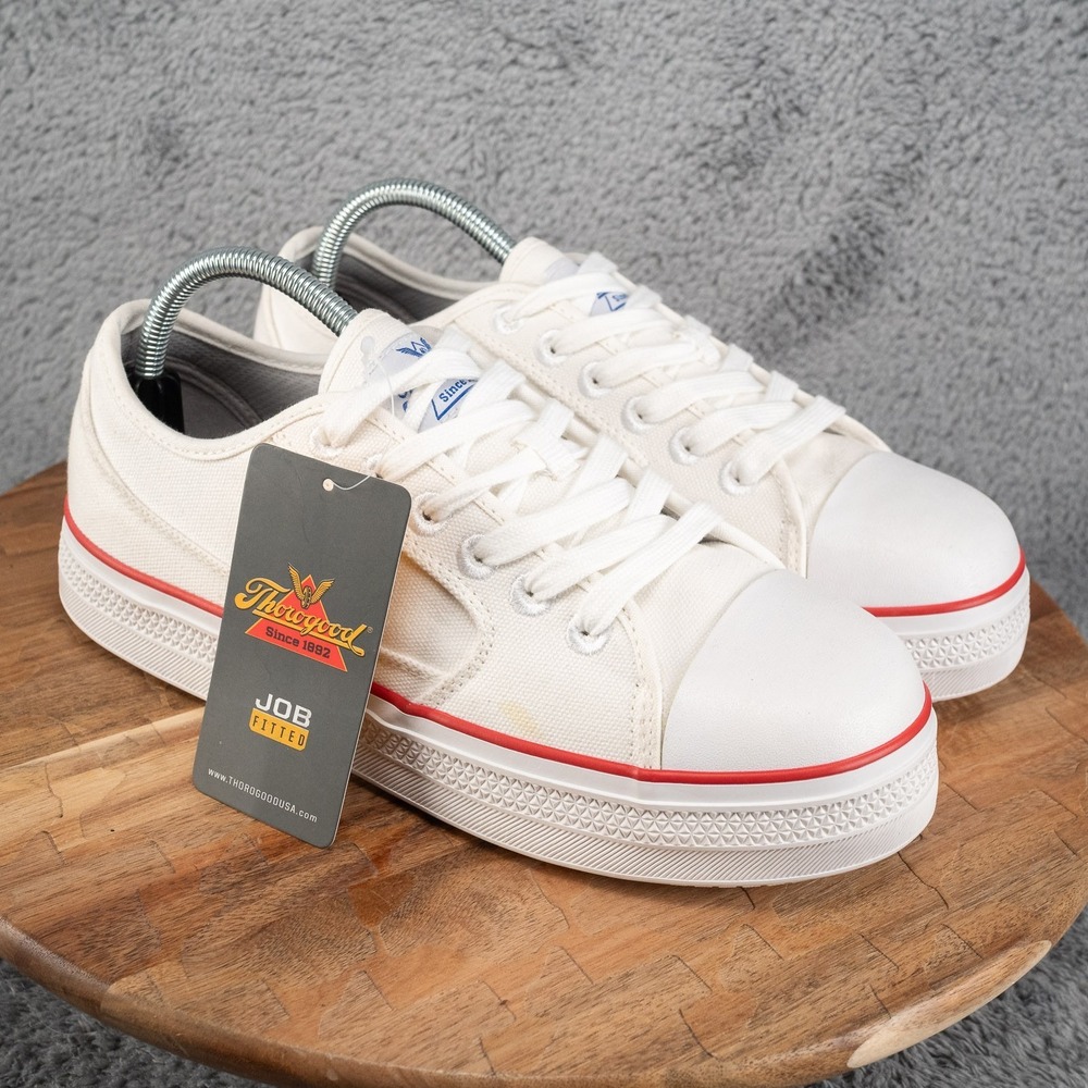 Thorogood Warehouse Won Low Womens Size 10.5W White Red Composite Toe Work Shoes
